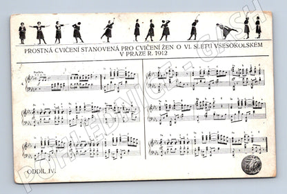 Pohlednice VI slet Praha 1912 ženy noty (M5387)