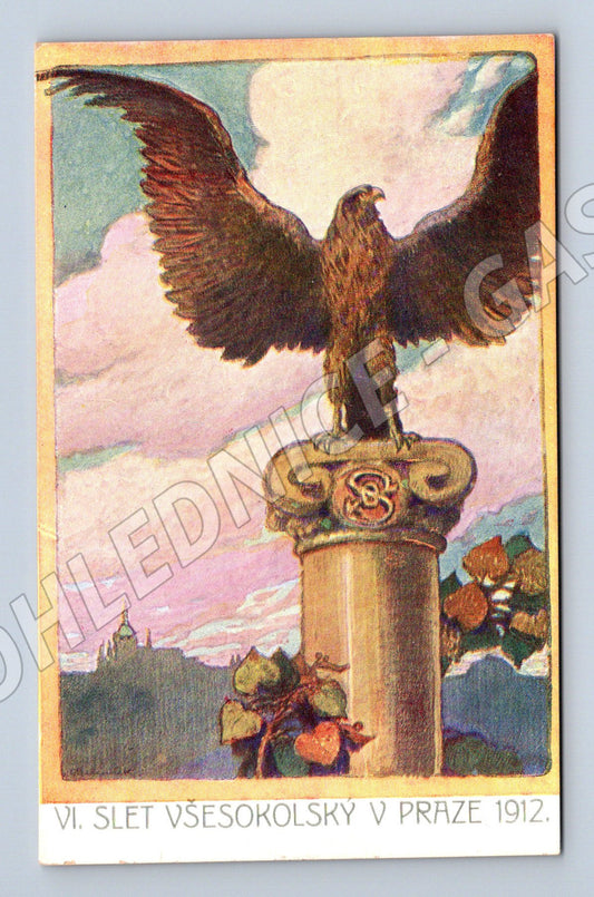 Pohlednice VI slet Praha 1912 orel sloup (M5388)