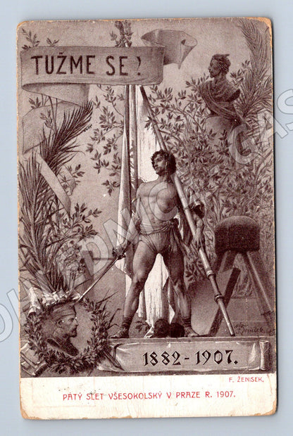 Pohlednice Všesokolský slet Praha 1907 Tužme se (M5391)