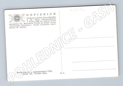 Pohlednice IX slet Praha 1932 Tyrš Benka (M5392)