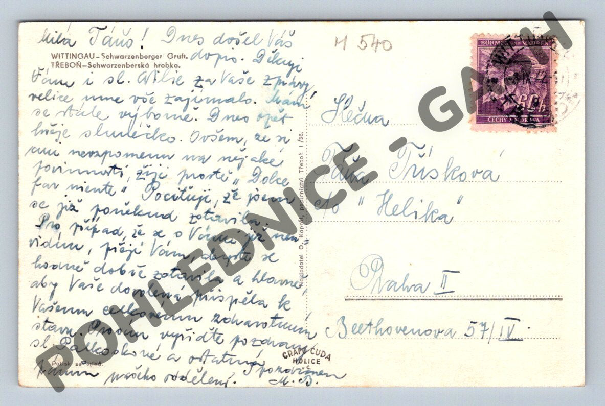 Pohlednice Schwarzenberská hrobka Třeboň (M540)