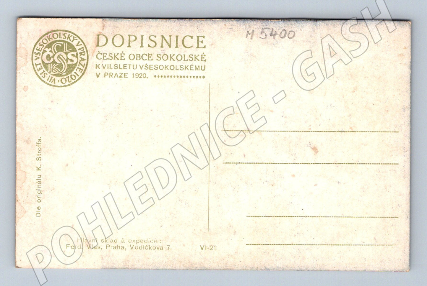 Pohlednice slet Praha 1920 VII slet originál Stroff (M5400)