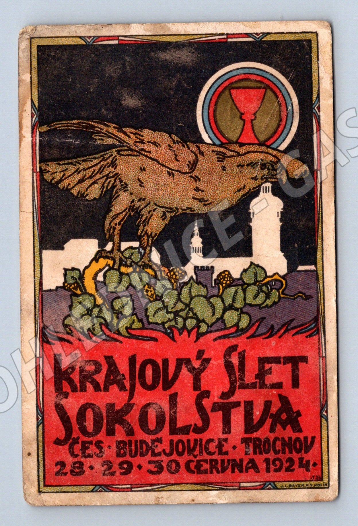 Pohlednice krajový slet ČB 1924 Sokol (M5403)