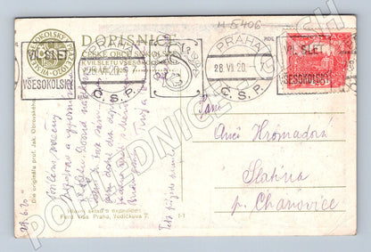 Pohlednice VII slet Praha 1920 originál prošlá (M5406)