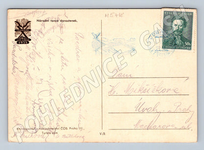 Pohlednice slet Praha 1938 národní tanec dorostenek (M5418)