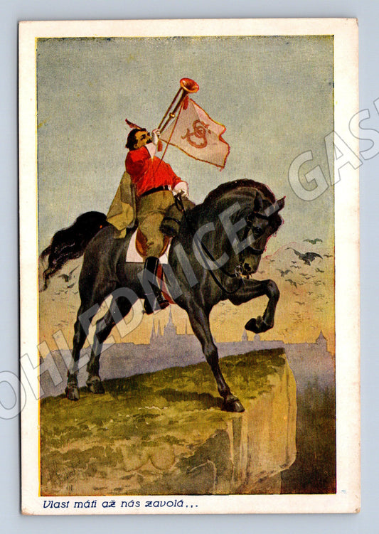Pohlednice jezdec na koni vojenský motiv (M5422)
