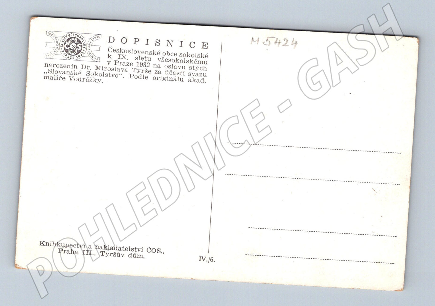 Pohlednice IX slet 1932 100 let Tyrš originál (M5424)