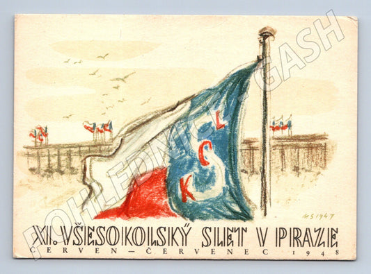 Pohlednice XI slet Praha 1948 varianta (M5428)