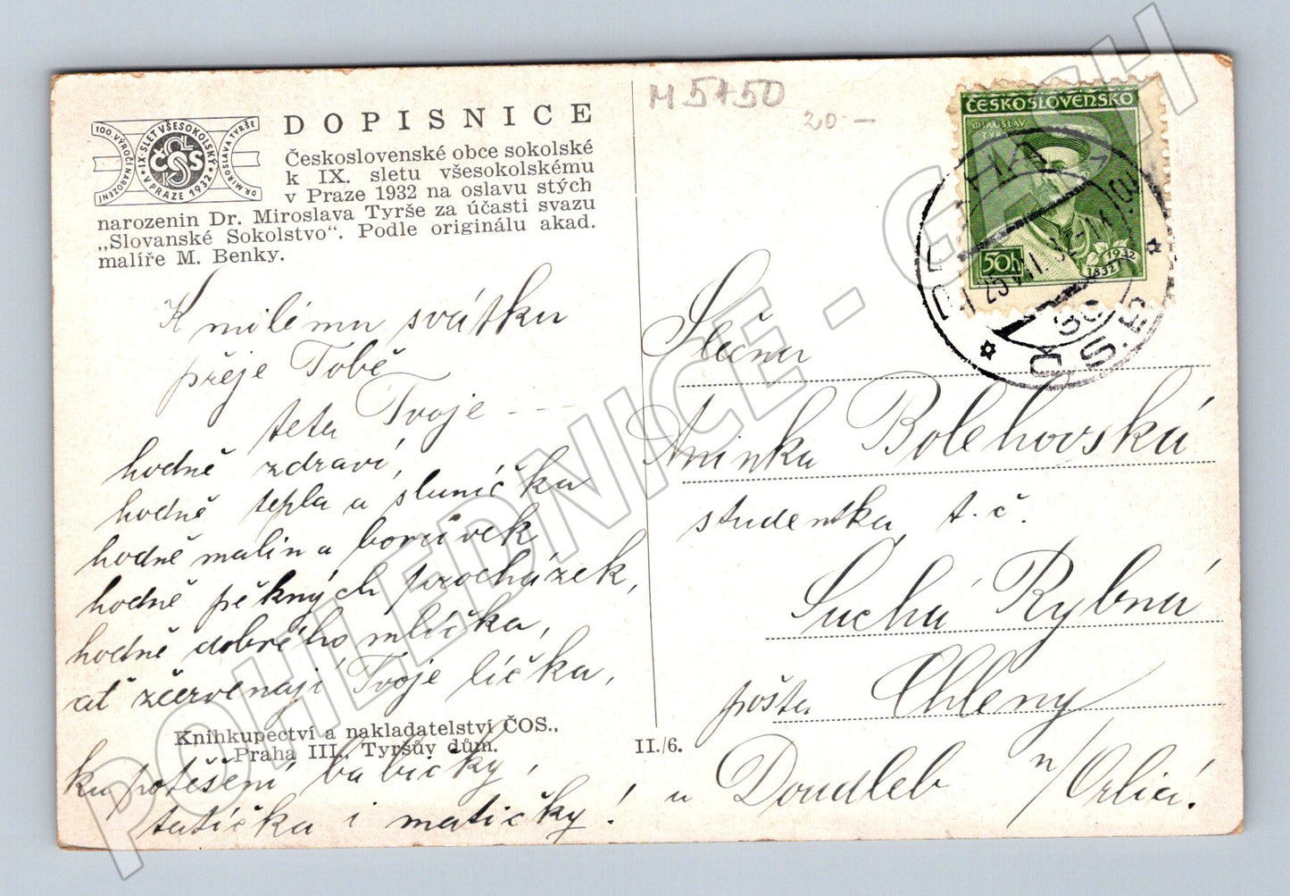 Pohlednice IX slet Praha 1932 Benka zaslaná (M5450)