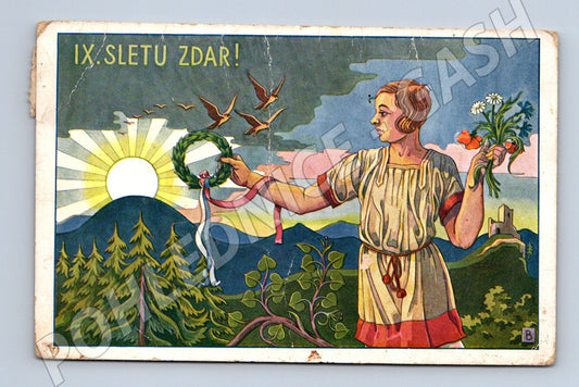 Pohlednice IX slet Praha 1932 originál razítko (M5452)