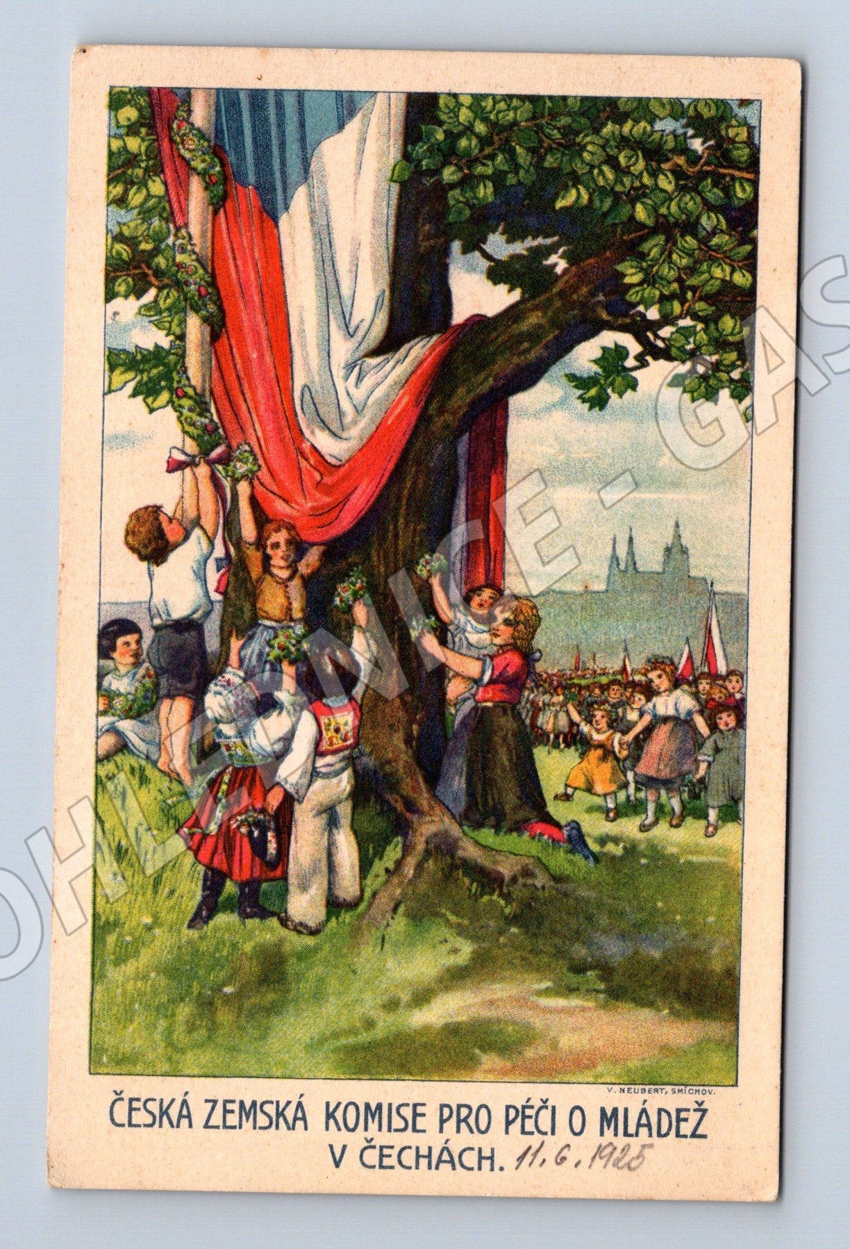 Pohlednice Dětský den Postoloprty 1925 mládež (M5454)