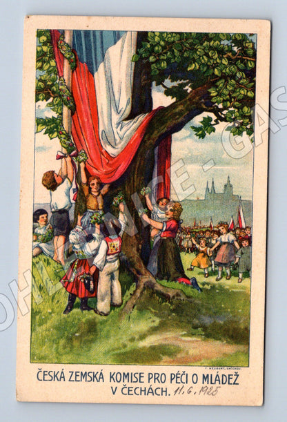 Pohlednice Dětský den Postoloprty 1925 mládež (M5454)