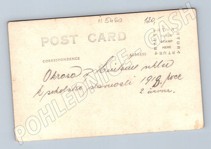 Pohlednice ČR 1918 vojáci v parku ručně psaná (M5460)