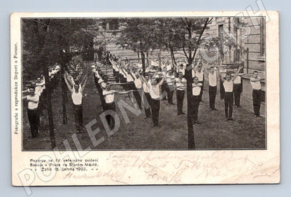 Pohlednice Sokol Žofín Praha 1902 cvičení (M5461)
