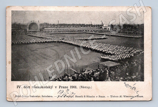 Pohlednice IV slet Praha 1901 originál prošlá (M5462)