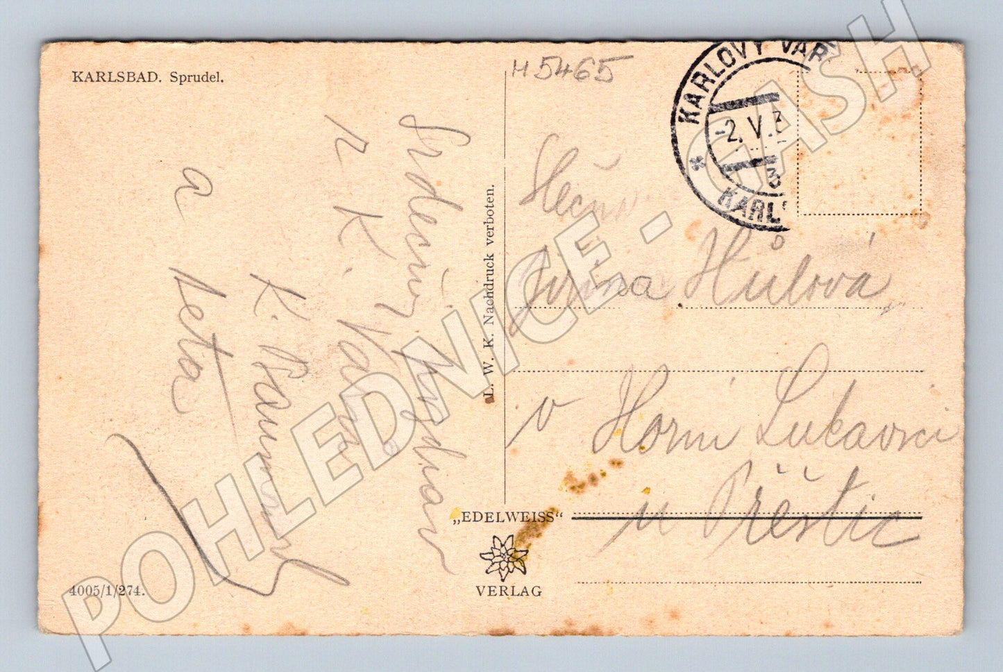 Pohlednice Karlovy Vary Vřídelní kolonáda Sprudel 1932 (M5465)