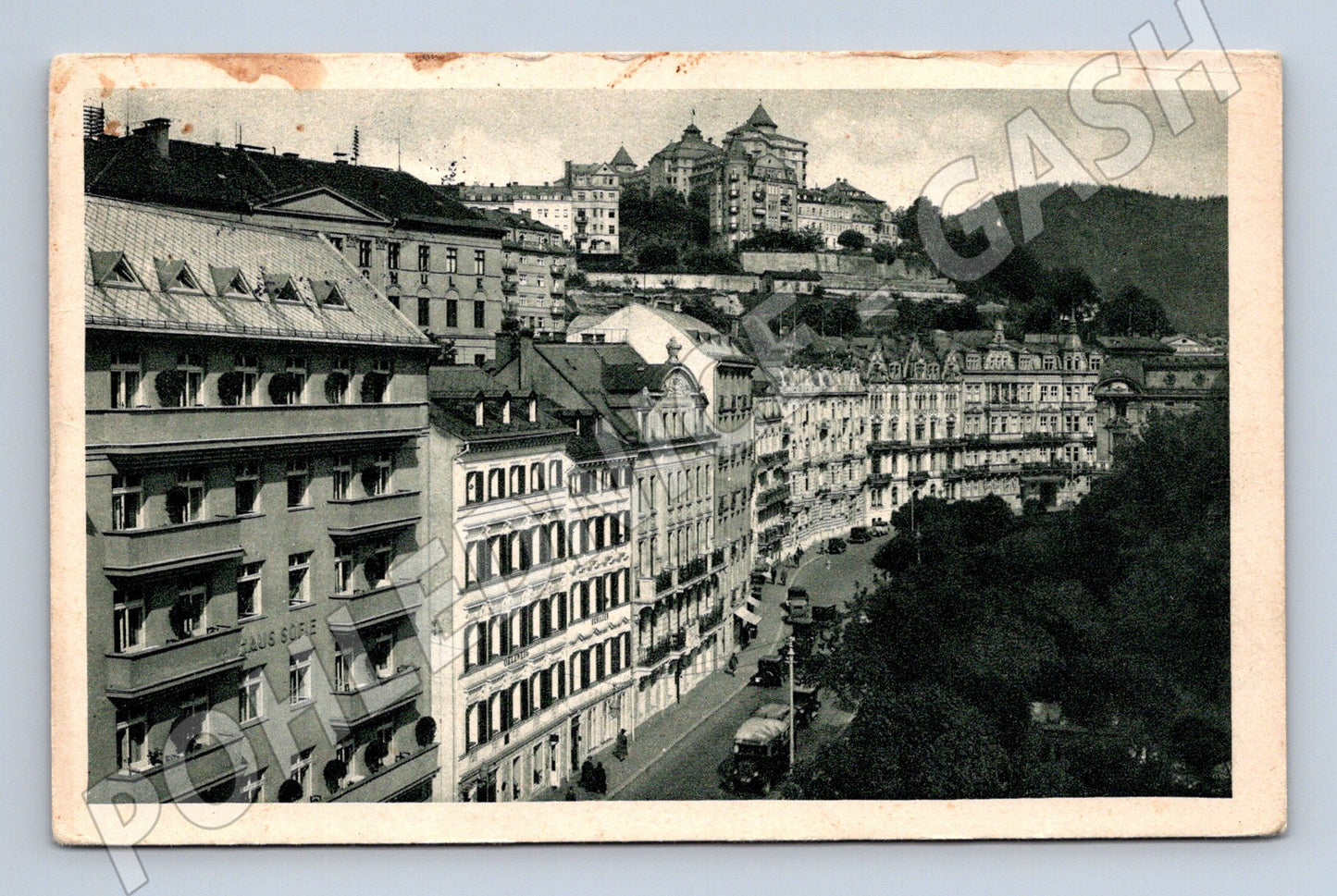 Pohlednice Karlovy Vary Lutherstrasse 1938 historická (M5466)
