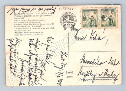 Postcard Karlovy Vary Stag's Jump Imperial historical (M5472)