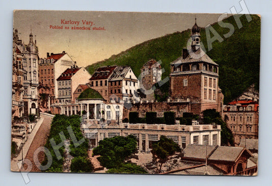 Pohlednice Karlovy Vary Zámecká studna 1912 (M5474)
