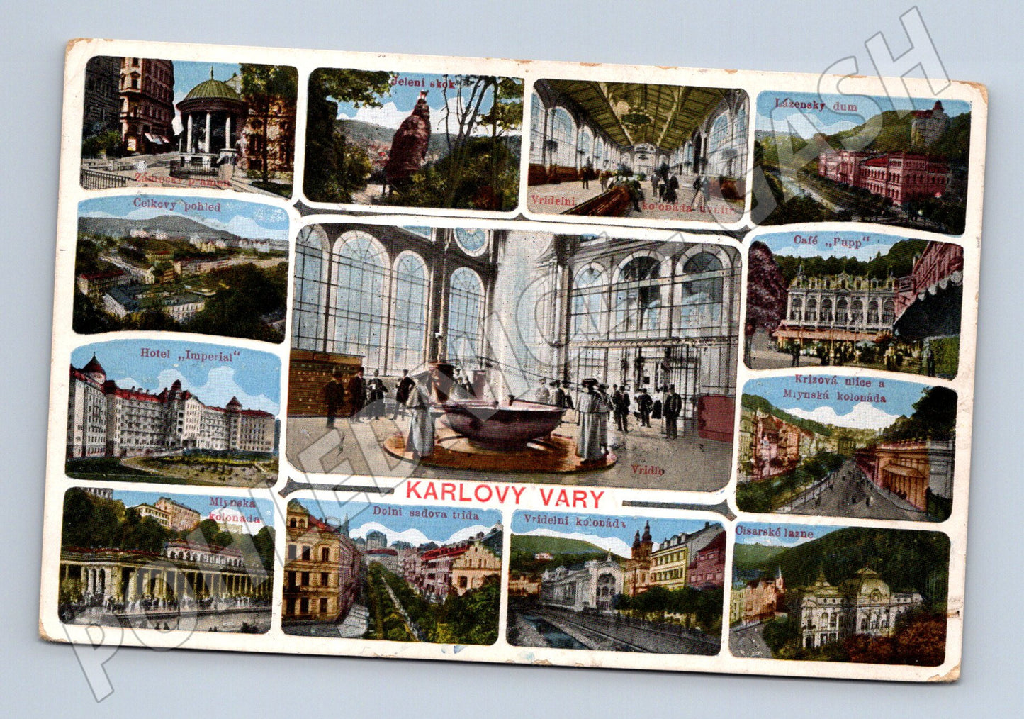 Postcard Karlovy Vary colored multiple shots (M5478)