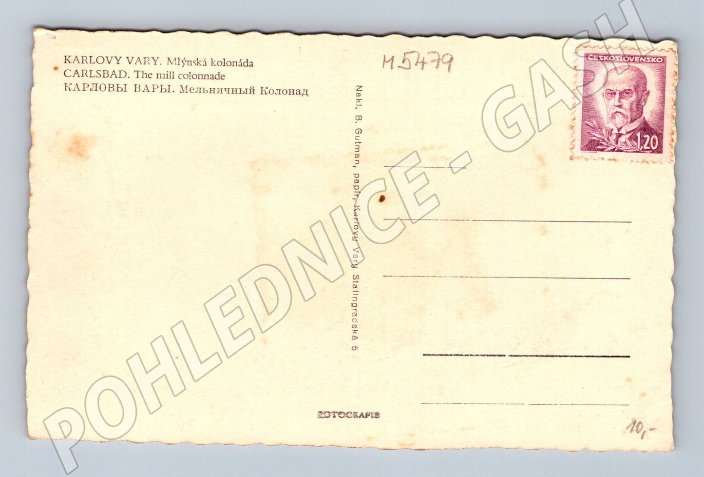 Pohlednice Karlovy Vary Mlýnská kolonáda Masaryk (M5479)