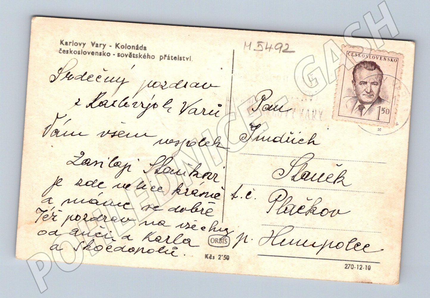 Postcard Karlovy Vary Historical Colonnade (M5492)