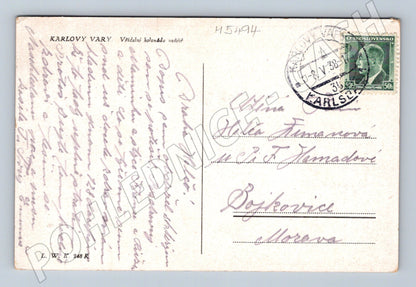 Pohlednice Karlovy Vary Vřídelní kolonáda 1938 (M5494)