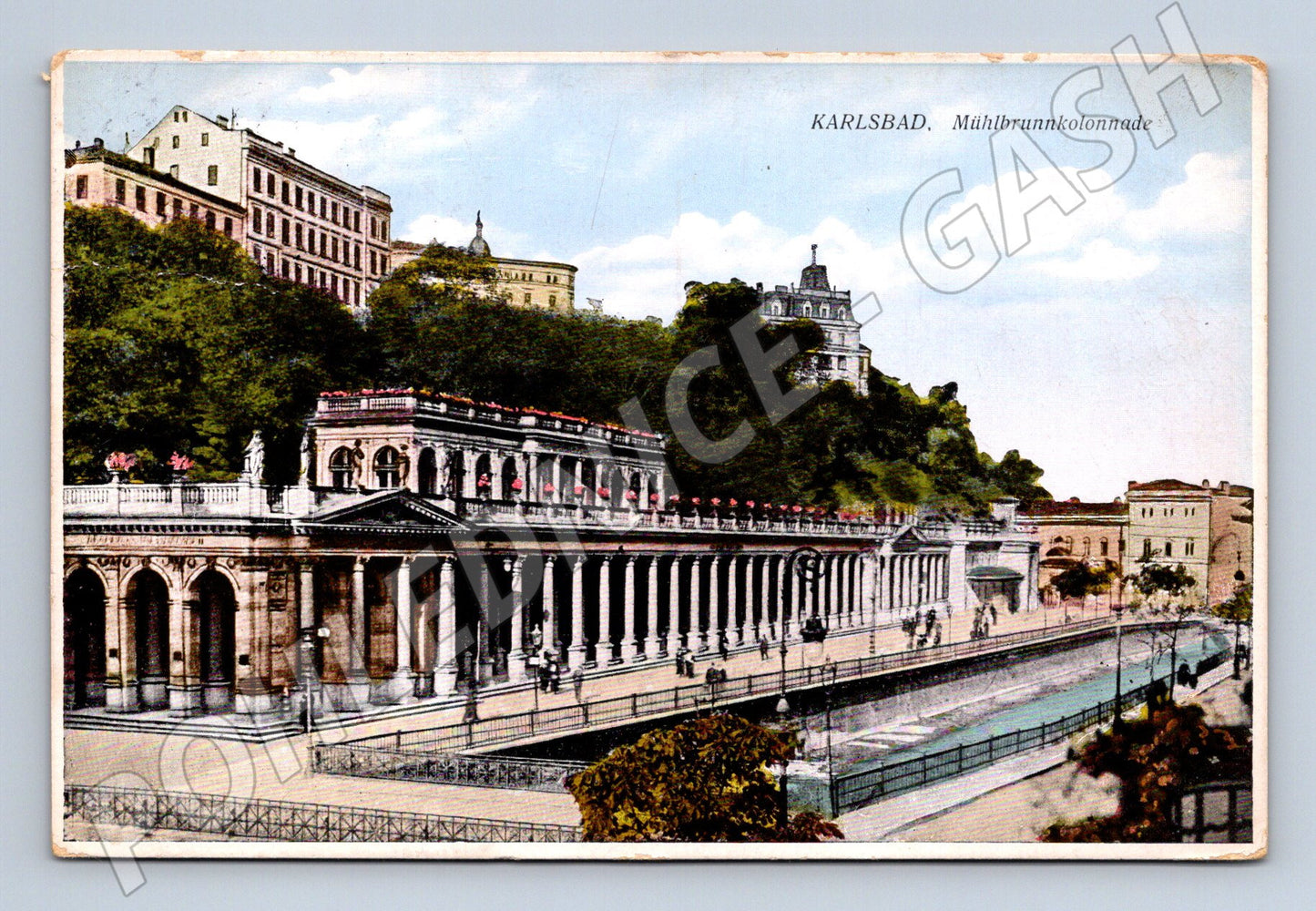 Pohlednice Karlovy Vary Mlýnská kolonáda 1929 (M5503)
