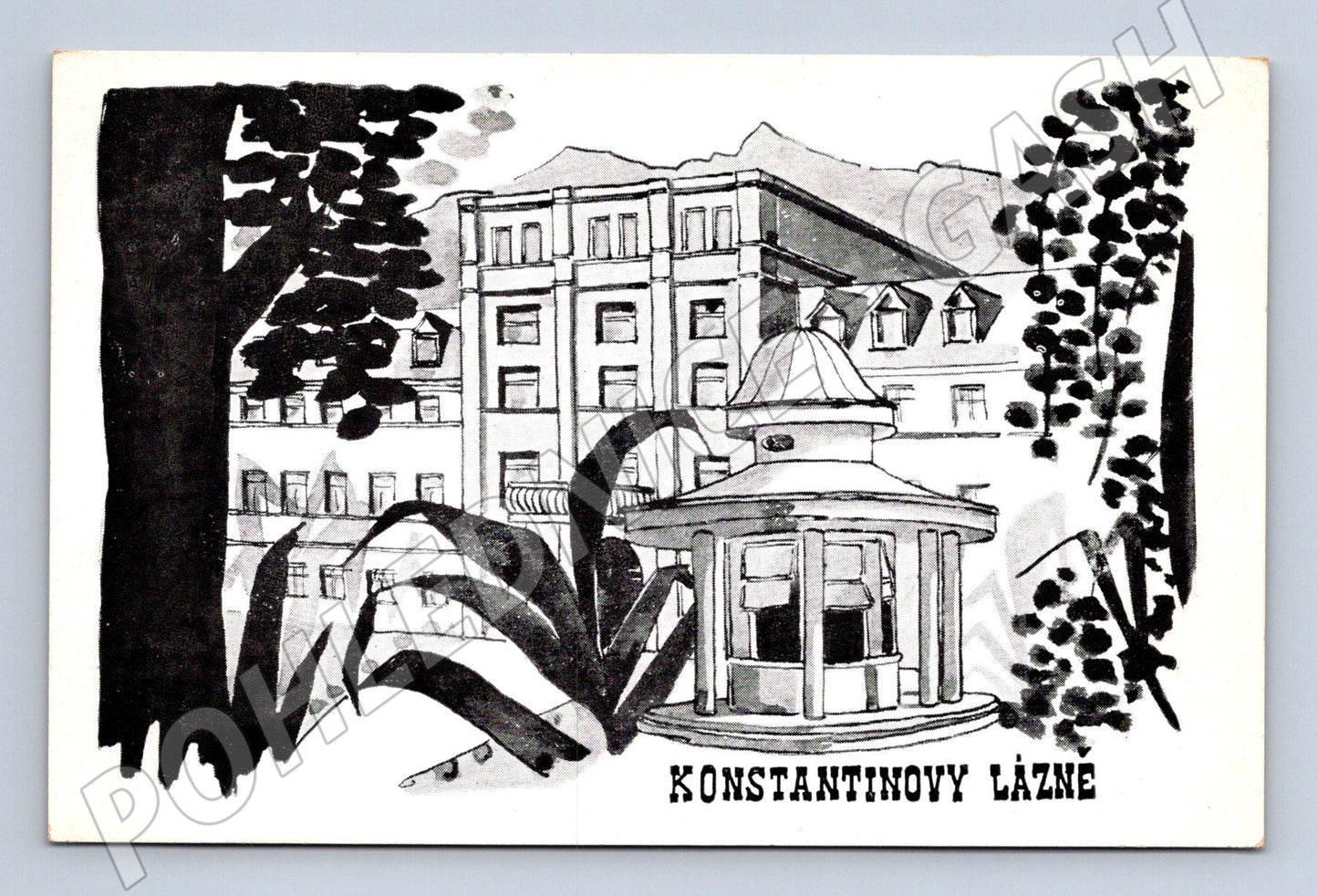 Konstantinovy ​​Lázně black and white historical postcard (M5510)