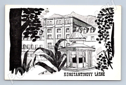 Konstantinovy ​​Lázně black and white historical postcard (M5510)