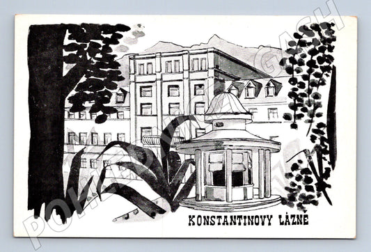 Pohlednice Konstantinovy Lázně černobílá historická (M5510)
