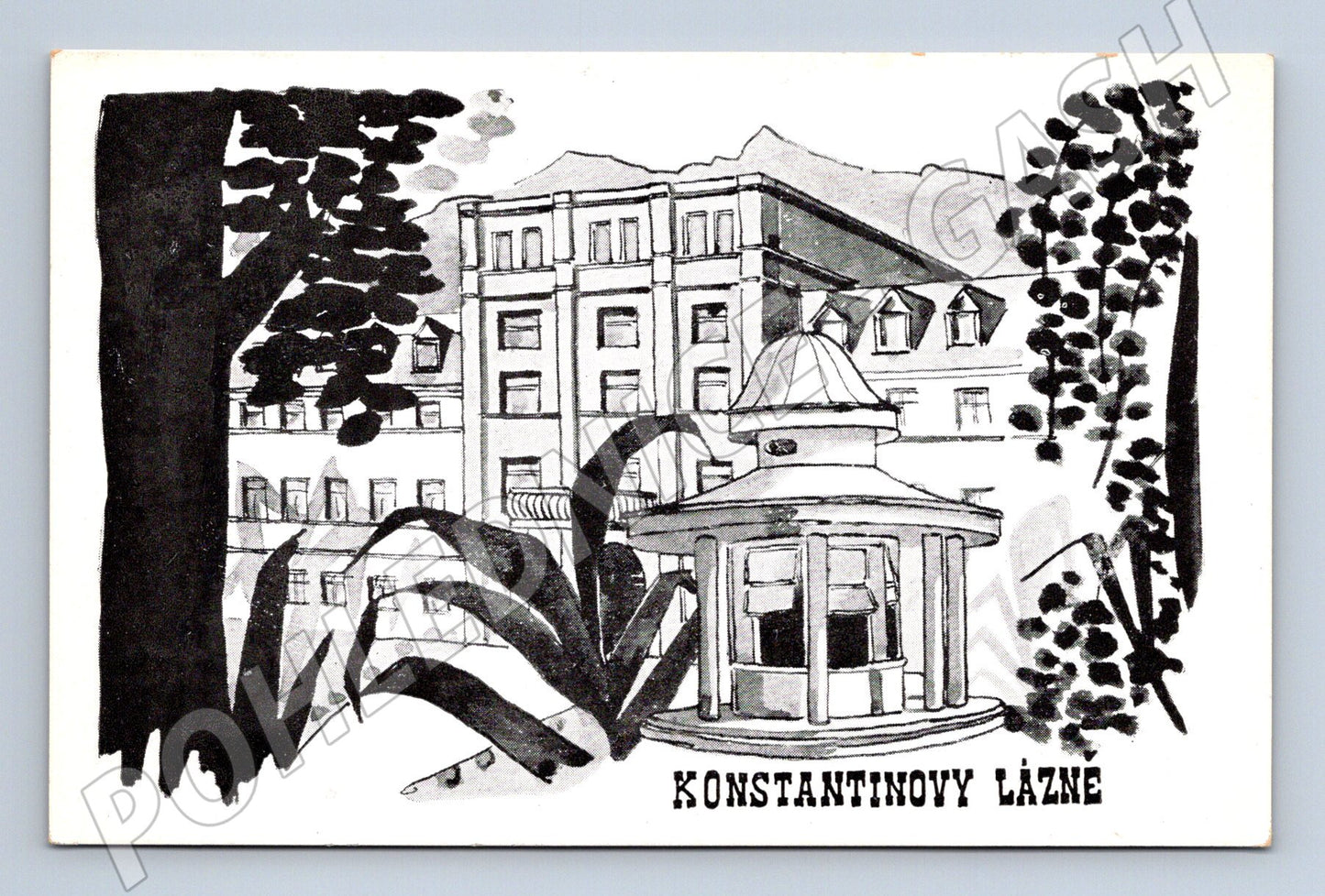 Postcard Konstantinovy ​​Lázně drawing of the colonnade (M5511)