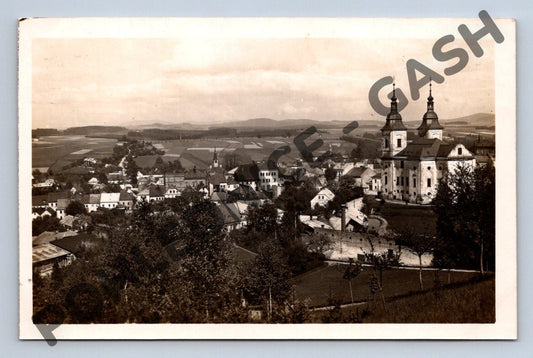 Pohlednice Žamberk s kostelem 1928 (M552)