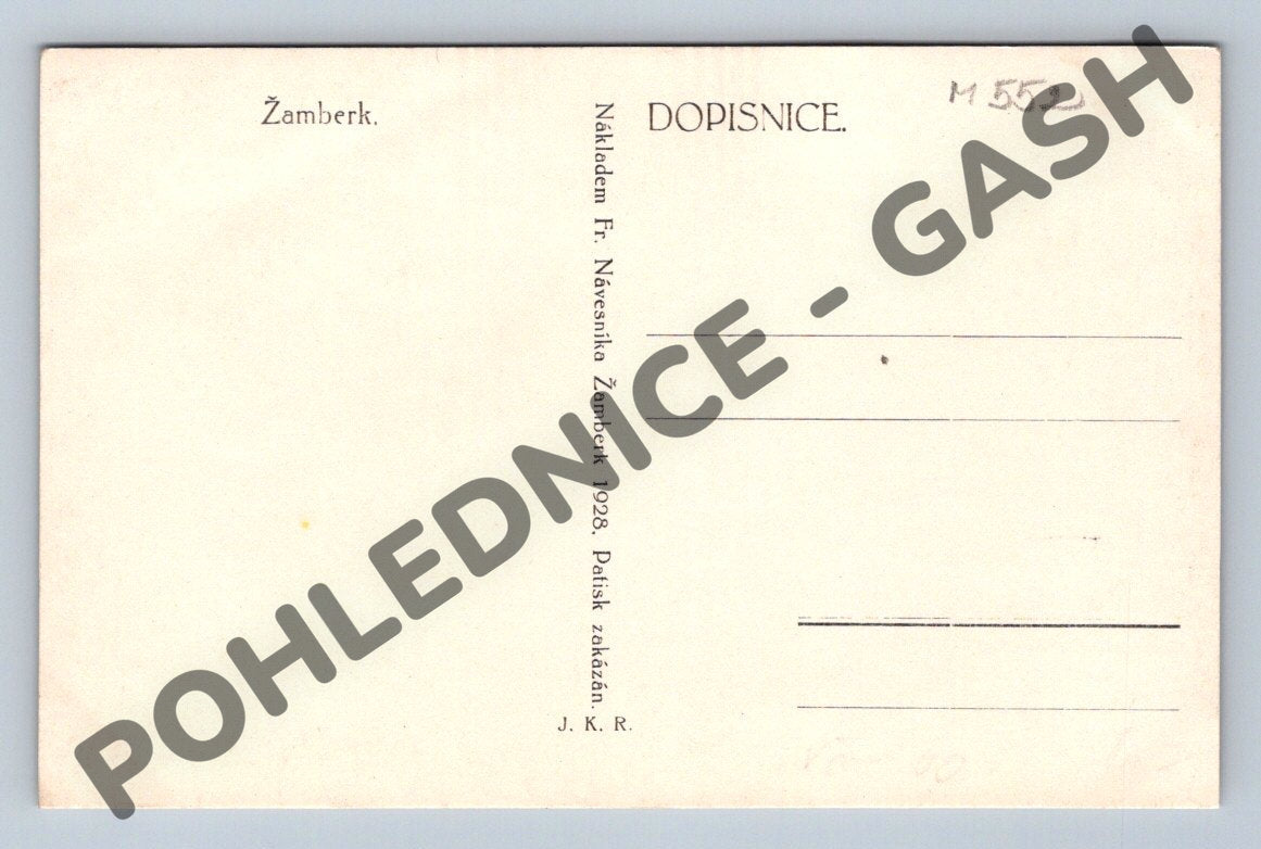 Pohlednice Žamberk s kostelem 1928 (M552)