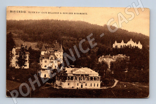 Pohlednice Mariánské Lázně Café Bellevue Miramonte 1910 (M5520)