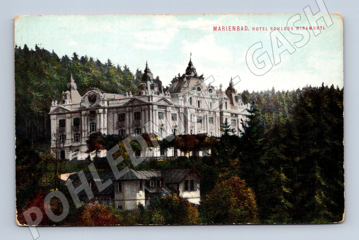 Pohlednice Mariánské Lázně Hotel Schloss Miramonti kolorovaná (M5523)