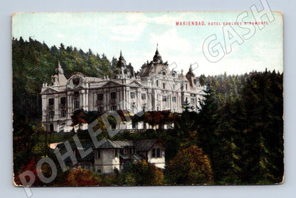 Pohlednice Mariánské Lázně Hotel Schloss Miramonti kolorovaná (M5523)