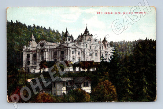Pohlednice Mariánské Lázně Hotel Schloss Miramonti kolorovaná (M5523)