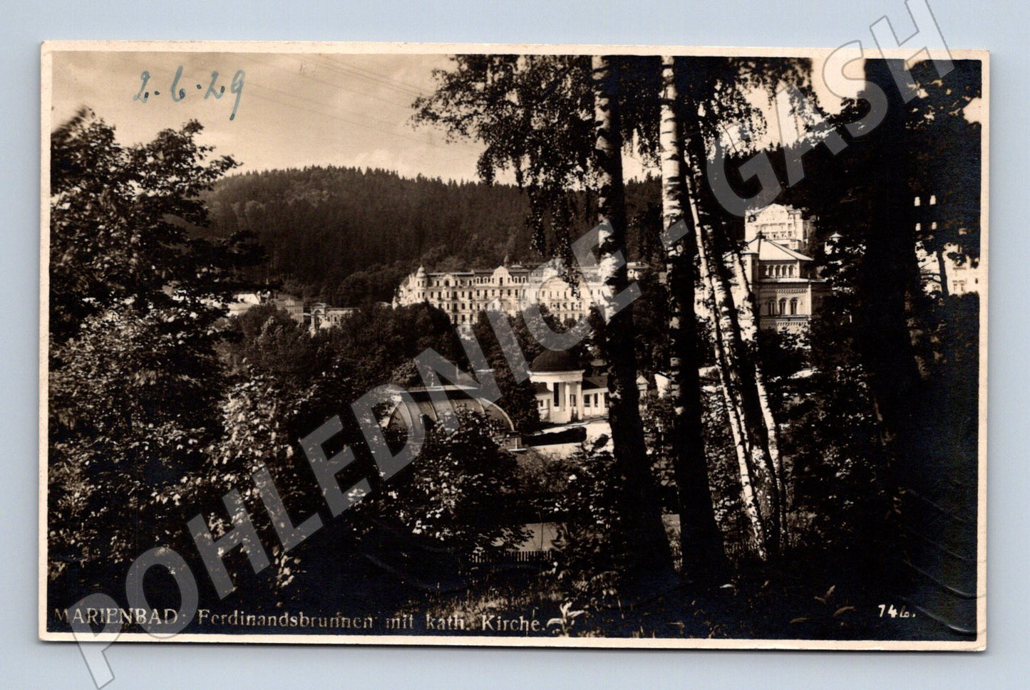 Postcard Marianske Lazne Ferdinand's Spring Church 1929 (M5524)
