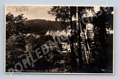 Postcard Marianske Lazne Ferdinand's Spring Church 1929 (M5524)