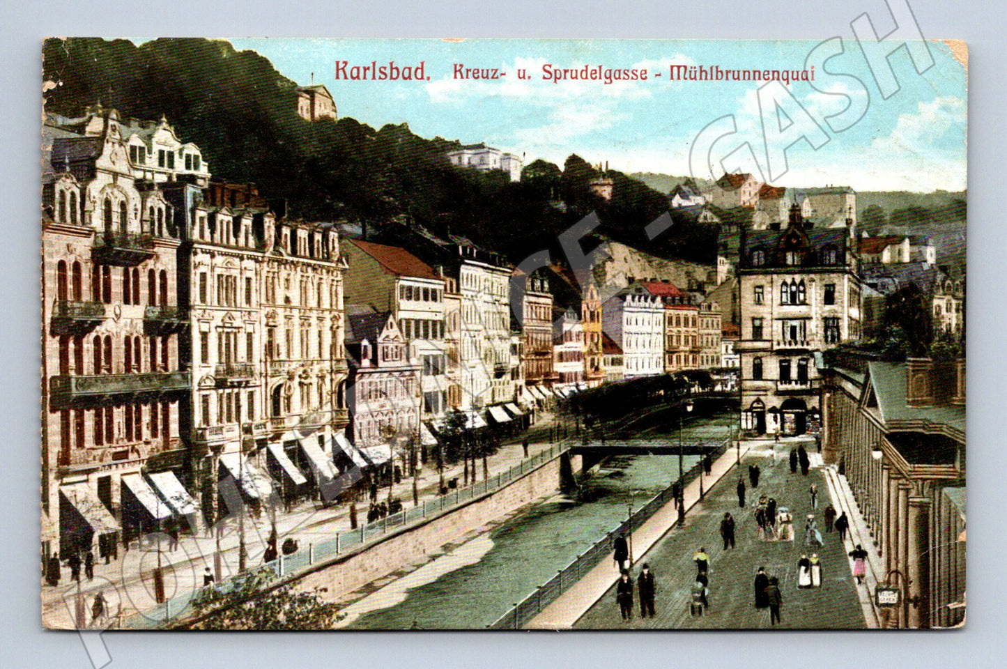Postcard Karlovy Vary Sprudelgasse colored 1908 (M5526)