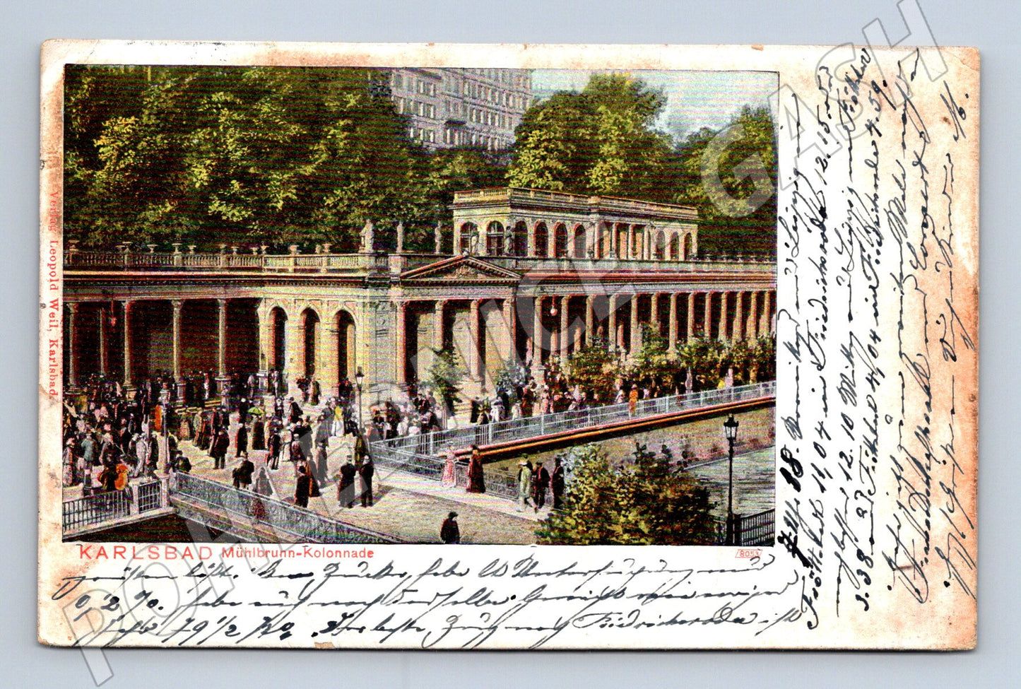Postcard Karlovy Vary Mühlbrunn Colonnade 1906 (M5529)