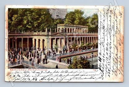 Postcard Karlovy Vary Mühlbrunn Colonnade 1906 (M5529)