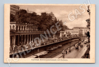 Postcard Karlovy Vary Mill Colonnade Kurhaus Old (M5547)