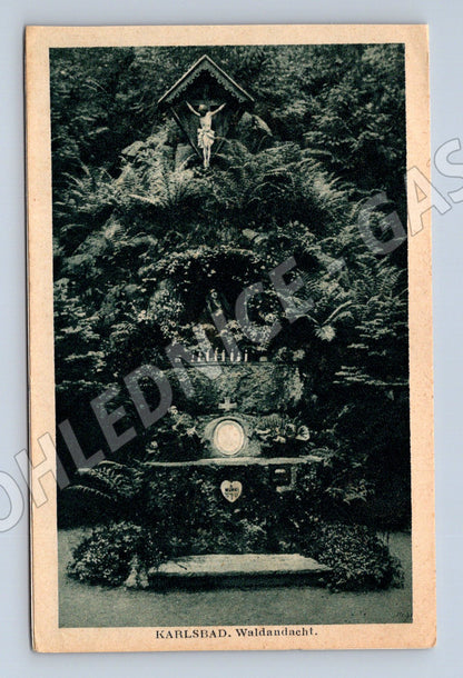 Postcard Karlsbad Waldandacht historical Czech Republic (M5548)