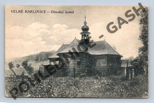 Pohlednice dřevěný kostel Velké Karlovice (M555)