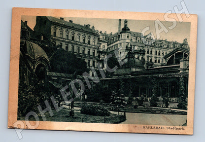 Postcard Karlovy Vary Stadtpark old (M5561)