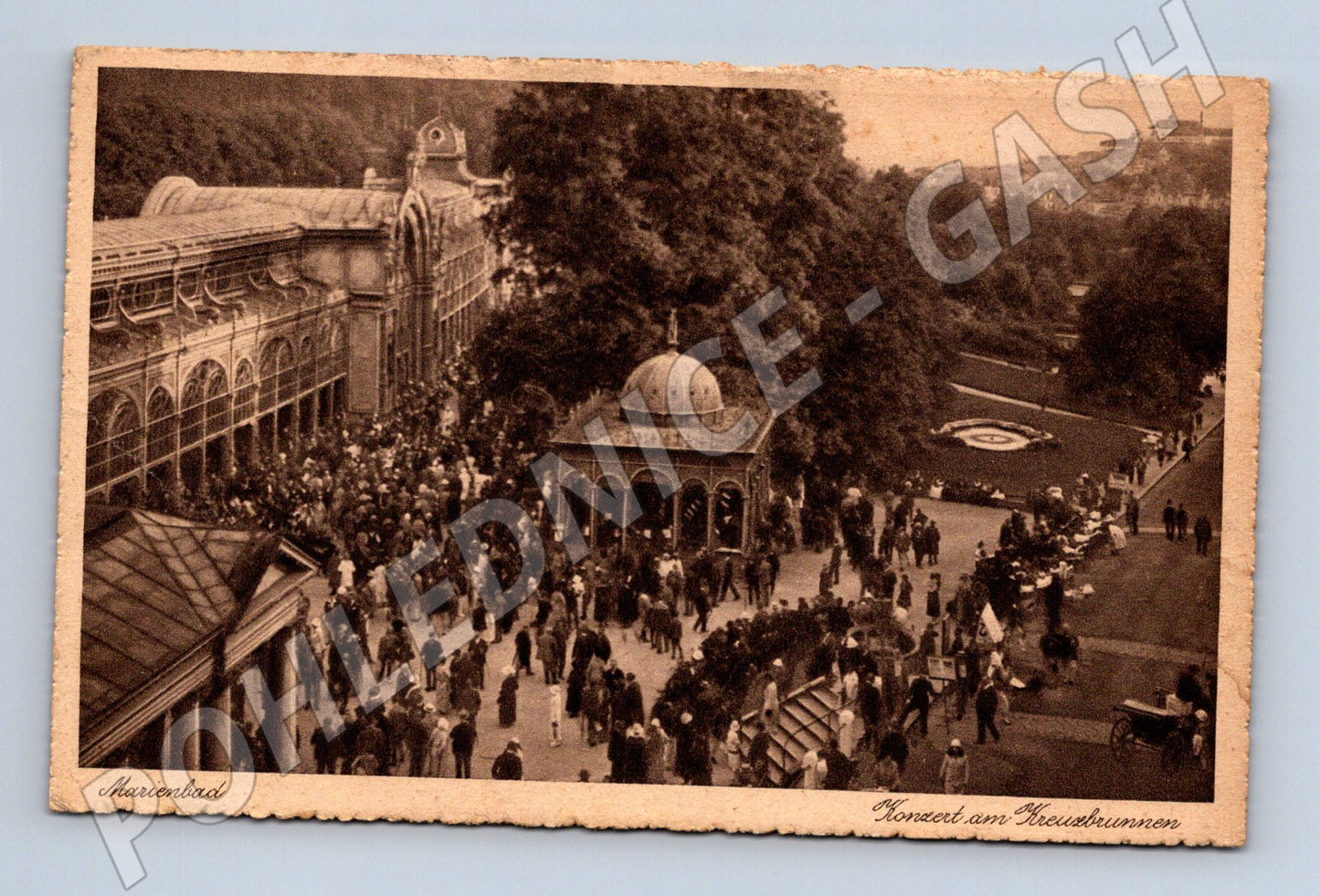 Postcard Marianske Lazne concert at the Spring of the Cross (M5565)