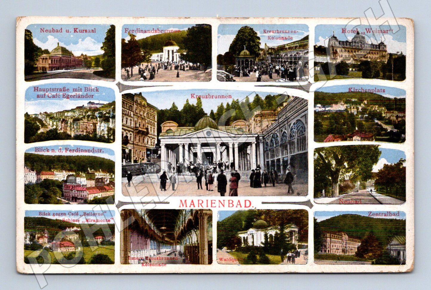 Postcard Marianske Lazne, multiple views, historical (M5566)