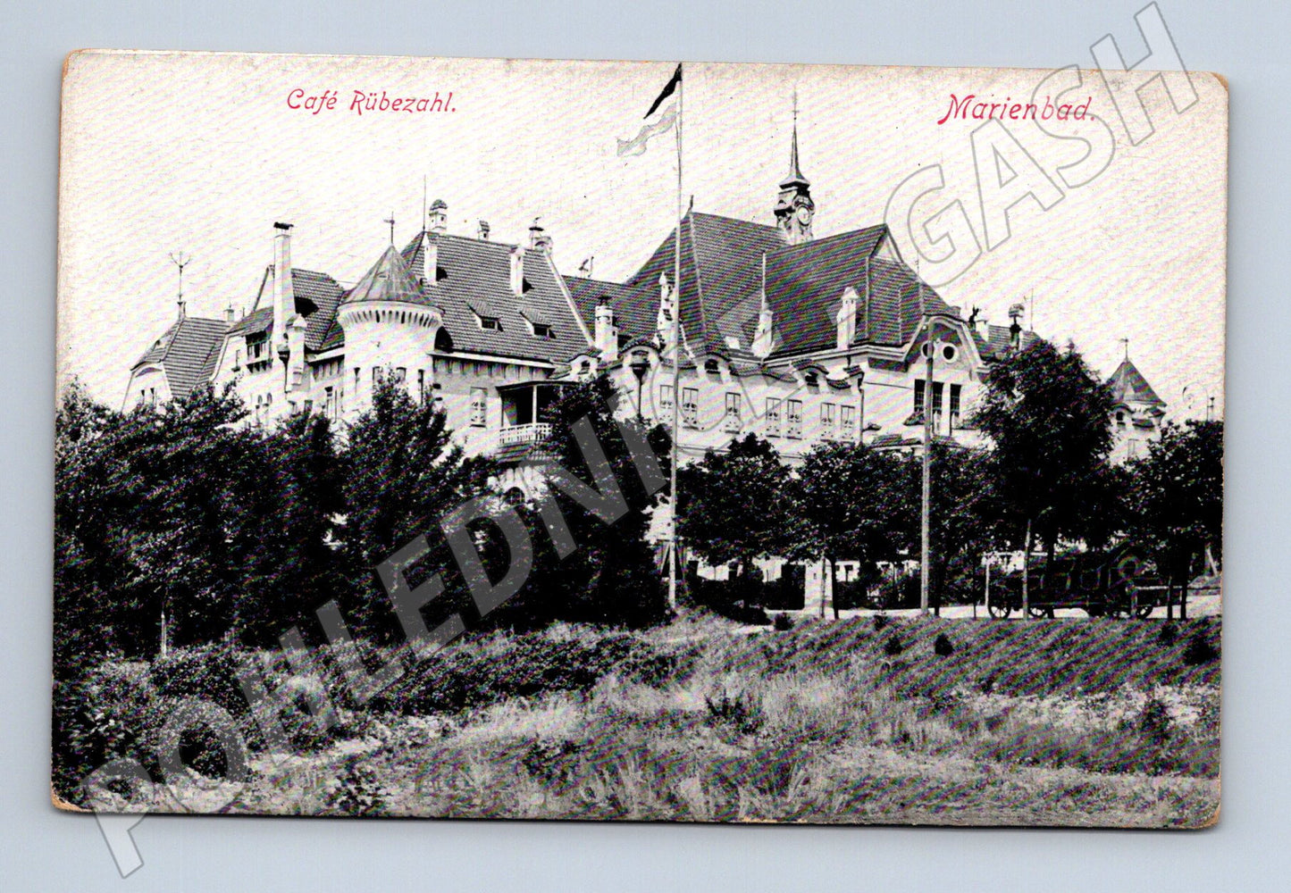 Postcard Café Rübezahl Marienbad historical (M5567)
